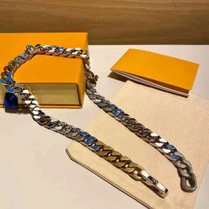 Chain Mens Women Love Necklaces Fashion Bracelets Necklace Titanium Steel Engraved Flower Colored Enamel Diamond 18k Plated Gold Multiple Styles