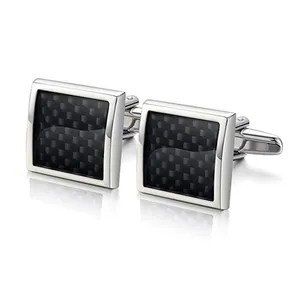 Square carbon fiber Cufflinks Jewelry shirt cufflink for mens Brand Fashion Cuff link Wedding Groom Button Cuff Links AE585019513088