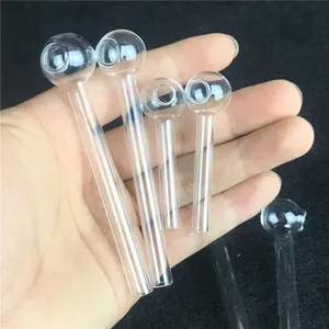 6cm 10cm Glass Oil Burner Pipe Mini Thick Pyrex Smoking Pipes Clear Test Straw Tube Burners For Water Bong Accessories