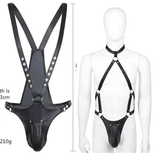 Nxy Sm Bondage Fetish Gay Penis Pouch Leather Harness Men Open Crotch Full Body Clothes Sexy Party Clubwear Chest Belts for 1225