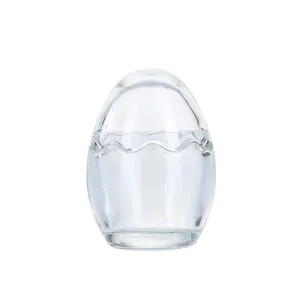 Cute Egg Shaped Glass Storage Jar for Candy Cookie Clear Lead Free Pudding Cup Ice Cream Yogurt Jelly Bowl with Lid Easter Gifts