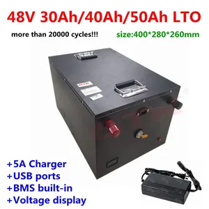 Waterproof LTO 48V 30Ah 40Ah 50Ah Lithium Titanate Battery with BMS for ebike AGV Tricycle Solar system scooter +5A Charger