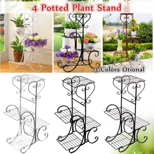 4 Tier Simple Metal Plant Stand Display Shelf Holder Home Indoor Outdoors Office Decor Garden Balcony Flower Pot Storage Rack 210615