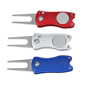 Foldable Golf Divot Tool with Golf Ball Marker Tool Pitch Groove Cleaner Training Aids Accessories Putting Green