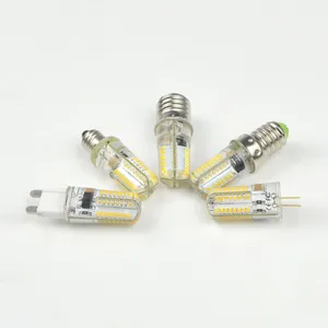 SMD3014 E17 E14 E12 E11 G9 G4 LED Bulb 110V 220V Dimmable LED lamp 64 Leds 5W Silicone Corn light For Chandelier lighting Replace Halogen lamps