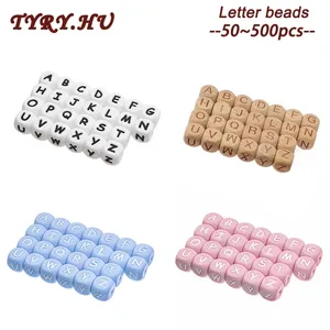 TYRYHU 50500Pcs 12mm Silicone Letter Beads BPAFree Colorful Alphabet Silicone Chewing Beads DIY Baby Teething Toy Accessories 220701