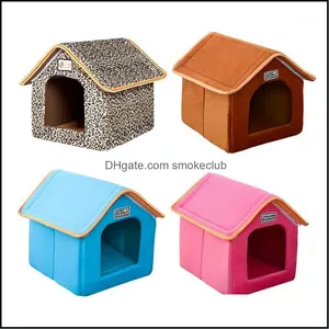 Foldable Pet House Bed Nest With Mat Soft Winter Dog Puppy Sofa Cushion Kennel Dogs Cat For Small Medium Drop Delivery 2021 Houses Kennels