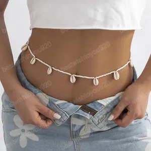 Boho Simple Beaded Waist Chain For Women Natural Shell Pendant Belly Chains Sexy Bikini Beach Body Chain Summer Jewelry