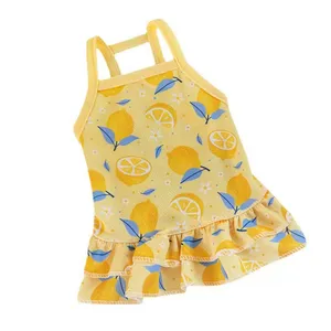 Dog Dress Fruit Pattern Puppy Dresses Beach Vest Dog Apparel Cute Spring Summer Strawberry Pineapple Doggie Sundress for Small Dogs and Cats Wholesale A315