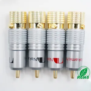 Nakamichi 10Mm Gold Plated RCA Plug Locking Non Solder RCA Coaxial Connector Socket Adapter Factory High Quality