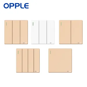 OPPLE Wall Light Safety Switch Socket 1/2/3/4Gang Golden White Home Hotel Fireproof Fluorescence