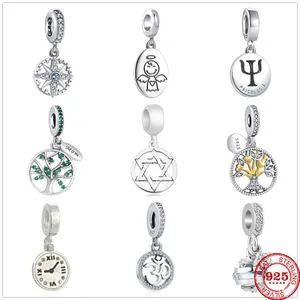 925 Silver Fit Pandora stitch Bead Angel Psychology Clock Life Tree Bracelet Charm Beads Dangle DIY Jewelry Accessories