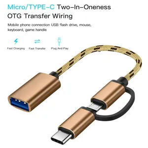 2 In 1 USB 3.0 OTG Adapter Cable Type-C Micro Interface Charging Cable Line Connector For Cellphone Converter