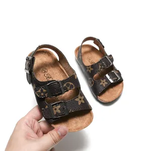 Kids Toddler Child Sizes Pu Leather Sandals Boys Girls Youth Summer Shoes Flat Sandal Anti Skid Beach Bath Outdoor Running Slides Slipper22-35