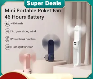 USB Mini Fan Portable Handheld Electric Fans Rechargeable Quiet Pocket Cooling Hand Eventail with Light Office Outdoor
