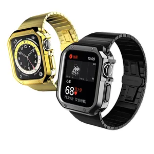 Top Design Apple Stainless Steel Watch Bands iWatch Metal Butterfly Buckle Strap Applewatch TPU Electroplating Shell Wrist Band