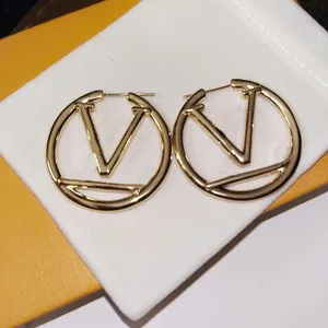 2022 Fashion gold hoop earrings for lady Women Party Wedding Lovers gift engagement Jewelry for Bride