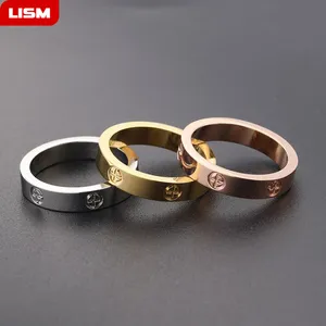 Fashion Rose Gold Stanless Steel Ring With Stone Crystal For Girls Woman Couple In Wedding Cross 220719