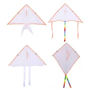 Mix Wholesale 4 Style Shape DIY Painting Colorful Flying Foldable Outdoor Beach Kite Children Kids Sport Funny Toy