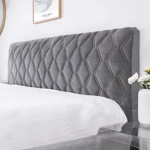 All-inclusive Super Soft Smooth Quilted Head Cover Thicken Velvet Headboard Solid Color Bed Back Dust Protector 220513
