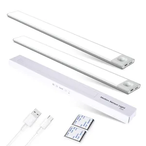 Night Lights Ultra Thin LED Rechargeable Cabinet Light PIR Motion Sensor Closet Wardrobe Lamp Under Aluminum