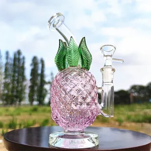 8 Inches Pink Pineapple Glass Bong Recycler Glass Water Bong Pipes Dab Rig Percolator Joint Tobacco Hookah OEM ODM 14mm Bowl US Warehouse