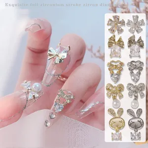 Zircon Pendants Nail Art Jewelry Color Preservation Micro Setting Luxury Diamonds Pearls Bows Rabbit Nail Decorations