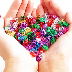 1000pcs 8x9mm Mixed Beads Adjustable Hair Braids Dreadlock Beads Rings Cuff Clips Tubes Jewelry