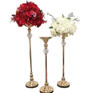 Vases 1pcs Gold Acrylic Flower Road Lead Wedding Table Centerpieces Flowers Stands For Home Decoration