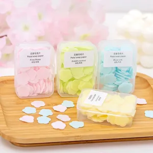 Foaming Bathroom Supplies Wipes Bath Washing Hand Soap Tablets Travel Portable Petal Soap Paper Scented Slice Sheets