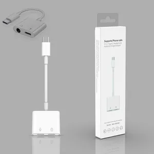 2 In 1 Dual Type-C DAC Jack earphone Adapter For Samsung S20 note10 Huawei xiaomi LG USB-C Type C to 3.5mm AUX Audio Headphones Splitter Charging Converter With Retail Box