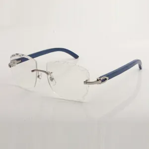 New Design Cut Clear Lens Spectacle Frames 3524028 blue wood Temples Unisex Size 56-18-140mm Free Express