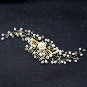 Wedding Headpieces Flower Crystal Pearl Hair Combs For Brides Handmade Women Head Ornaments Bridal Hair Clips Accessories Jewelry