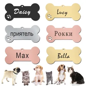 Pet Collar Personalized ID Tag Engraved Name for Dog Cat Puppy Keyring Charm Pendant Bone Necklace Accessories 220610