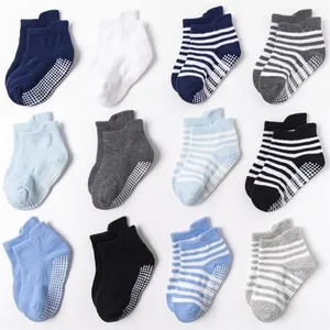 6 Pairs/lot 0 to 5 Years Anti-slip Non Skid Ankle Socks With Grips For Baby Toddler Kids Boys Girls All Seasons Cotton Socks 220514