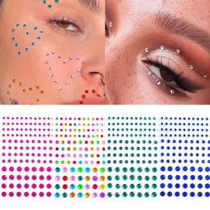 Face Jewels Party Festival Makeup Decoration Face Body Colored 3D Diamond Jewels Pearls Self Adhesive Eyeshadow Acrylic Sticker DHL