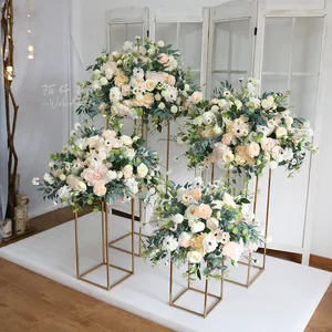 Artificial Flower Ball gold pink DIY Large diameter 80cm Wedding Table Centerpieces Stand Decor Geometric Shelf Party Stage Display grant event