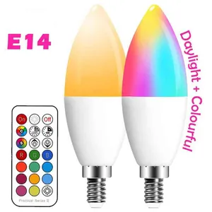 E14 LED Bulb Candle Color Indoor Neon Sign Light Bulb RGB Tape With Controller Lighting 220V Dimmable Smart Lamp For Home H220428