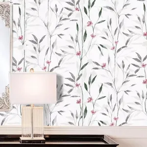 Wallpapers Peel And Stick Floral Leaf Wallpaper Wall Green/Grey Self Adhesive Paper Design For Walls Bathroom Bedroom Home Decor