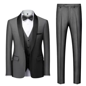 Gray Wedding Tuxedos Suits For Men Peaky Blinder Burgundy Beige Groom Men Suit 2022 Pant Coat Vest Slim Prom Man Groomsmen Mother's Ceremony Clothes African Outfit