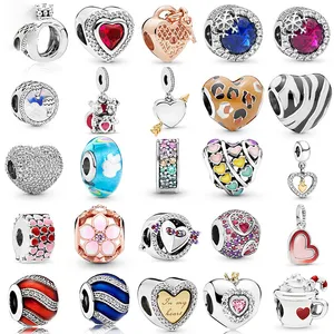 Footprints Alloy Beads Love Heart Dangle Charm silver color women pendant jewelry galaxy starry sky charms bead