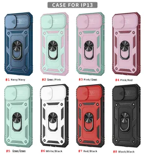 Military Slide Camera Kickstand Phone Cases for iPhone 14 13 12 11 Pro Max XR XS 7G 8 Plus S21 S22 Ultra A51 A52 A53 S20 FE Defender Hybrid TPU PC Shockproof Case 3 in 1