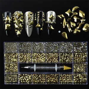 Red Crystal Nail Art Tips Decoration Manicure 3D Acrylic Glitter Rhinestones Gems Beads Mixed Shape Bulk Price 220725