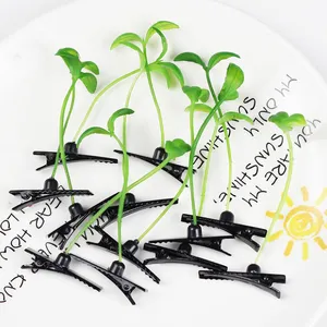 2pcs Mini Bean Sprout Hair Grips Kids Sweet Girls Plant Grass Hairpin Printing Hair Clips Claw Kids Hairpins Hair Styling Tool