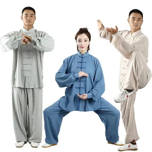 Ethnic Clothing Adult Traditional Chinese Linen Wushu Tai Chi Exercise Costume Men Women KungFu Martial Art Uniform Suit Outfits