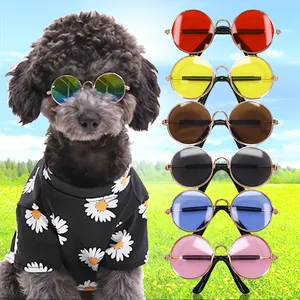 dogs sunglass pets eyeglasses Dog Apparel Summer Lovely Vintage Round Reflection Eye wear glasses Chihuahua Teddy Perro pet Ornaments dog sunglasses small breed