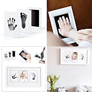 Safe Non-toxic Baby Footprints Handprint Craft Tools No Touch Skin Inkless Ink Pads Kits for 0-6 months Newborn Pet Dog Paw Prints Souvenir