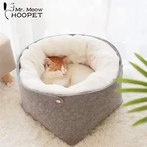 Hoopet Cat Bed Cat House Pet Dog House for Cat Bench for Cats Cotton Pets Products Puppy Soft Comfortable Winter House T200101