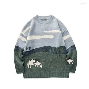 Men's Sweaters Men Cows Vintage Winter 2022 Pullover Mens O-Neck Korean Fashions Sweater Women Casual Harajuku Clothes Clothing