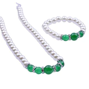 Wedding Bridal Bracelet Earrings Necklace Sets Imitation pearl Chain Women Statement Jewelry gift